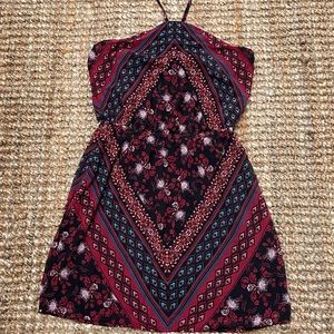 Express halter dress with elastic waist.